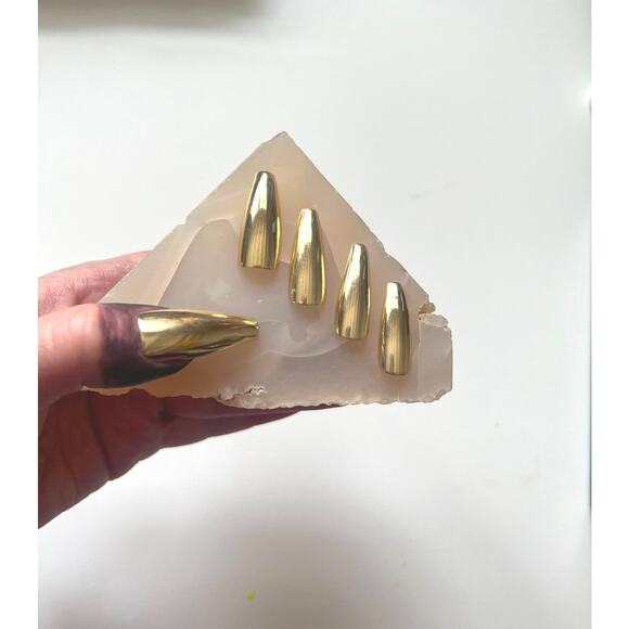 Gold Metal Brass Nails, Accessories, Custom Nails, Press Ons, Wedding Nail art - Picture 2 of 7